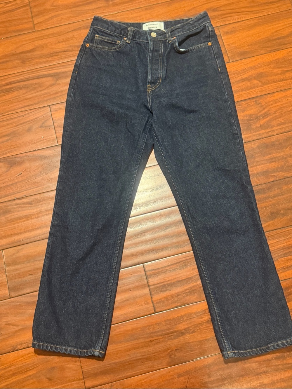 Reformation‎ High-Rise Straight Jeans in Dark Indigo